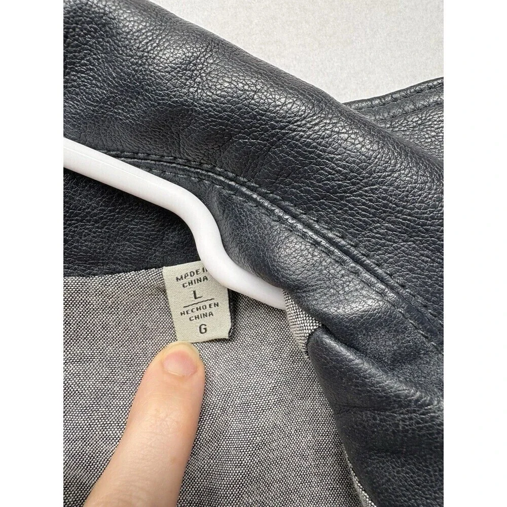 Levi's® Mens Dark Blue Faux Leather Midweight Trucker Jacket Size Large Biker
